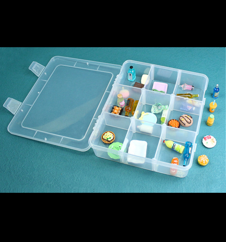 2 PCS Clear Plastic Organizer Box Container Craft Storage with Adjustable Dividers (9 Girds)