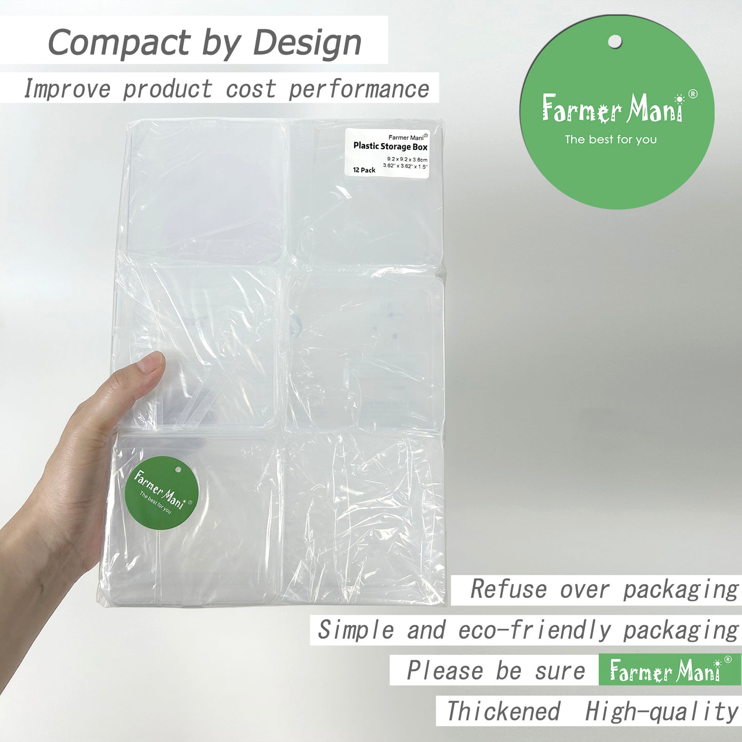 12 Pieces Square Empty Mini Clear Plastic Storage Containers