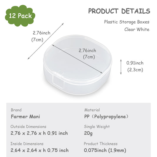 12 PACK 1.69 oz Empty Round Transparent Plastic Bead Jar (2.76 x H0.91 inch)