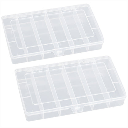6 Grids Clear Plastic Organizer Box-2 PACK