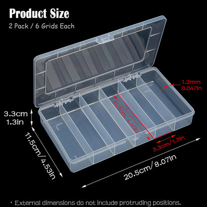 6 Grids Clear Plastic Organizer Box-2 PACK