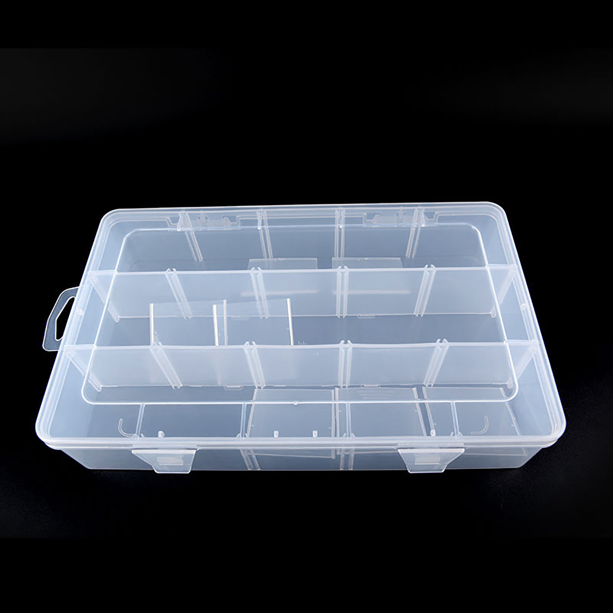 2 Pack Clear Plastic Organizer Box (15 Girds) with Movable Dividers Containers
