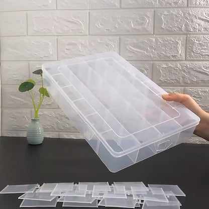 2 Pack Clear Plastic Organizer Box (15 Girds) with Movable Dividers Containers