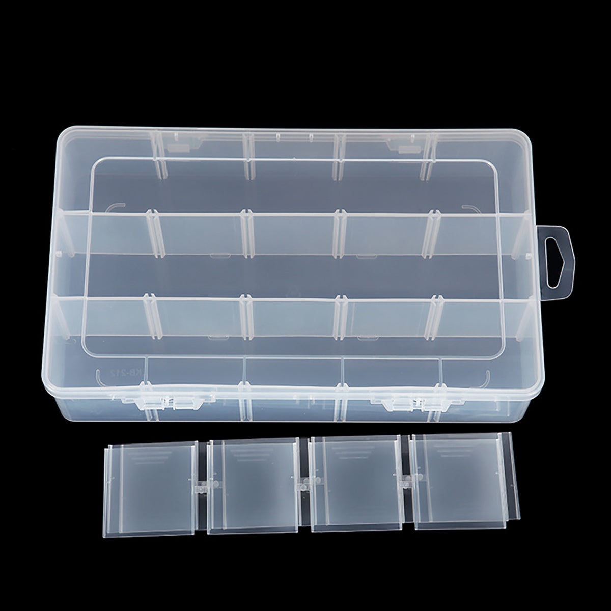 2 Pack Clear Plastic Organizer Box (15 Girds) with Movable Dividers Containers