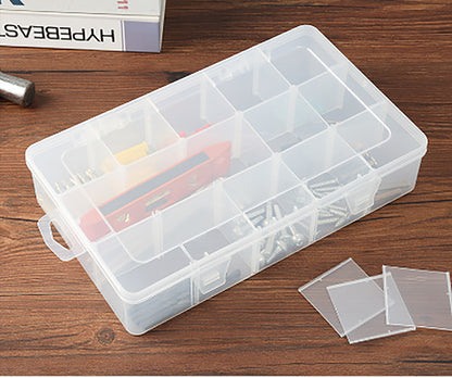 2 Pack Clear Plastic Organizer Box (15 Girds) with Movable Dividers Containers