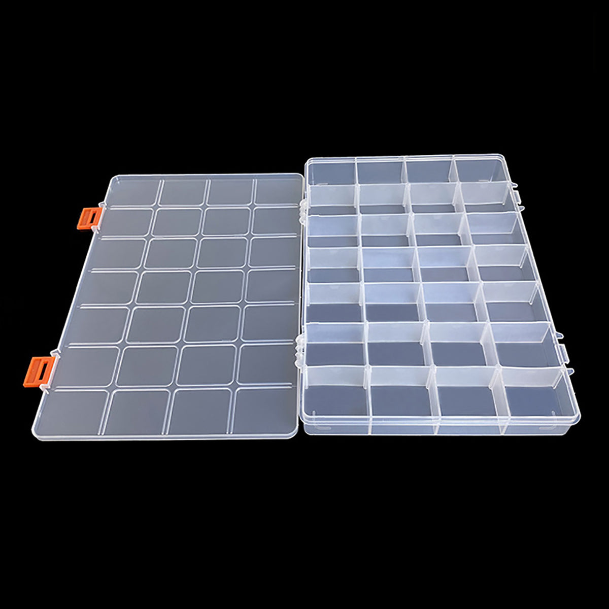 2 Pack 28 Grids Clear Bead Storage Containers with Adjustable Compartment Dividers
