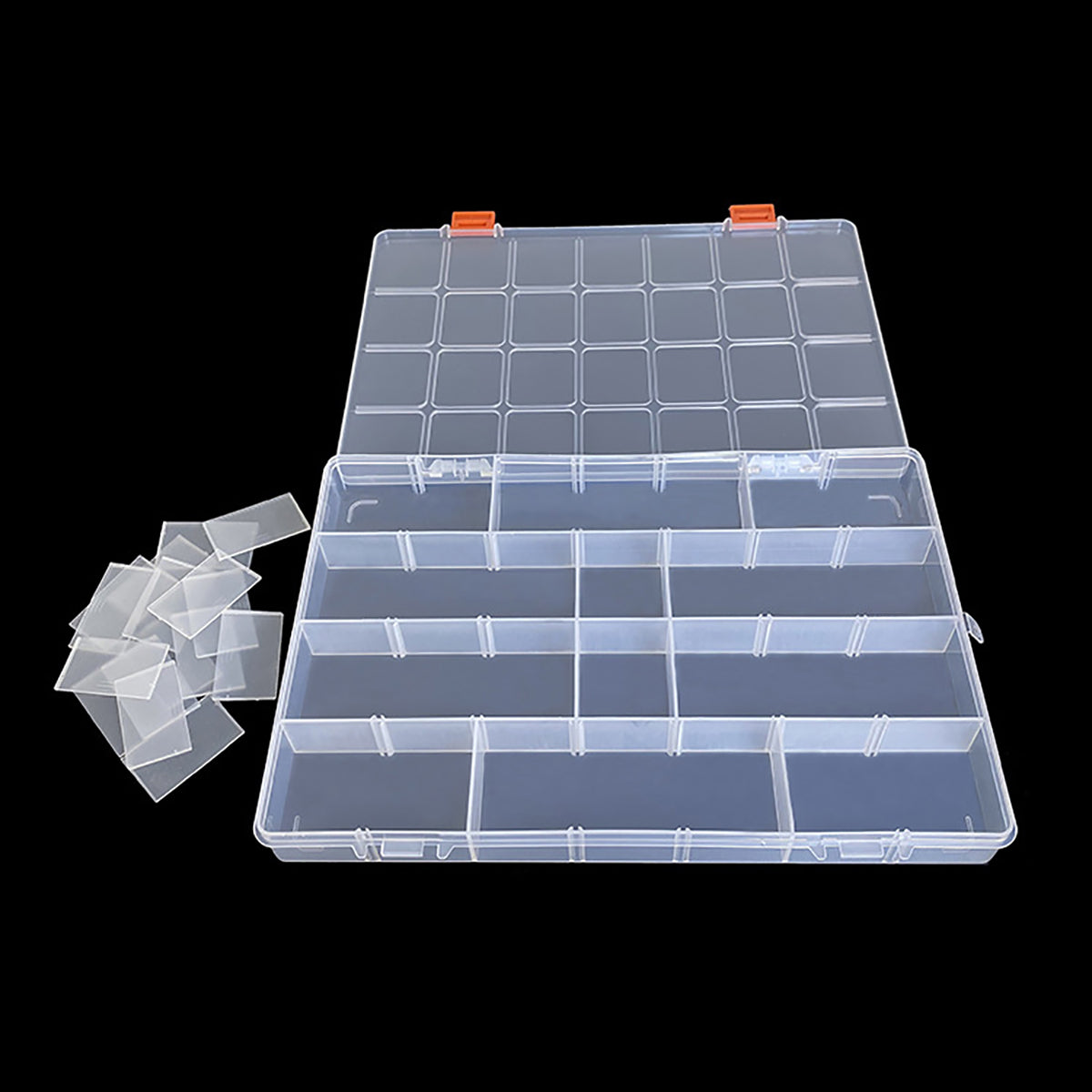 2 Pack 28 Grids Clear Bead Storage Containers with Adjustable Compartment Dividers
