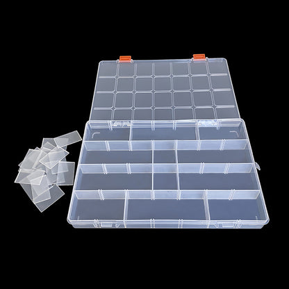 2 Pack 28 Grids Clear Bead Storage Containers with Adjustable Compartment Dividers