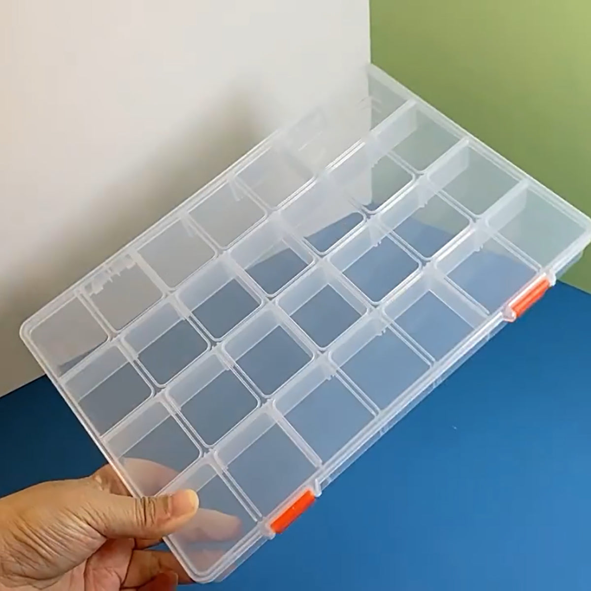 2 Pack 28 Grids Clear Bead Storage Containers with Adjustable Compartment Dividers