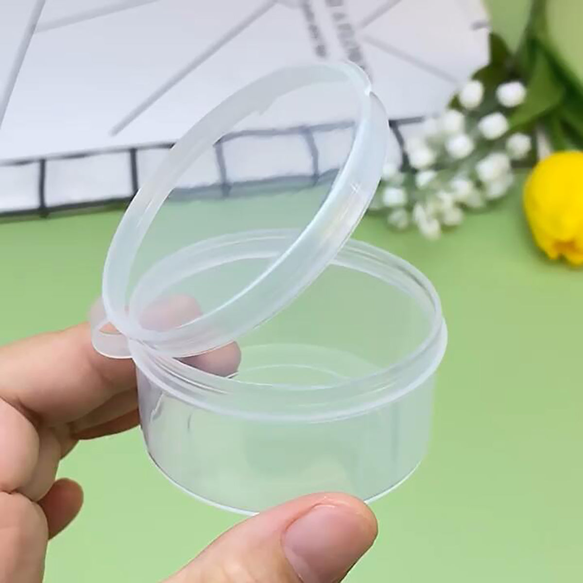 24 PACK 1.18 oz Empty Round Transparent Plastic Bead Jar (2.05 x 1.06 Inch)