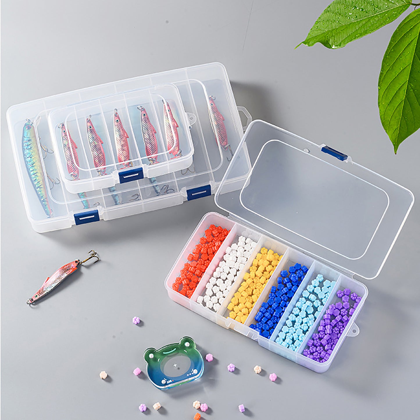 2 PACK Transparent Plastic Bead Organizers (6 Grids)