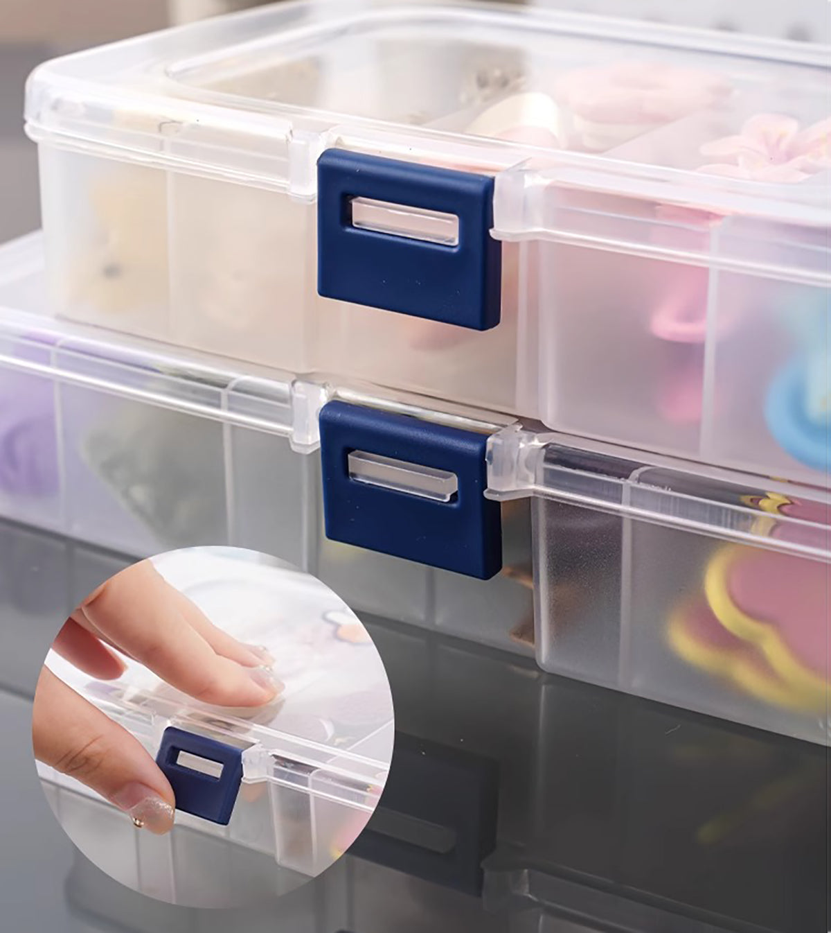 2 PACK Transparent Plastic Bead Organizers (6 Grids)