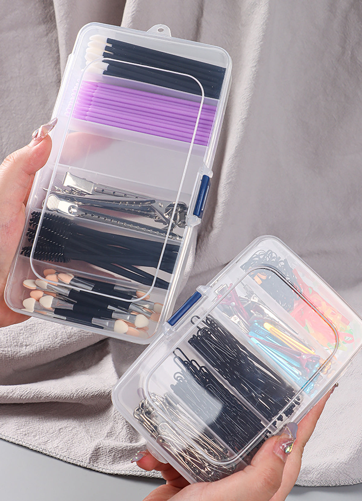 2 PACK Transparent Plastic Bead Organizers (6 Grids)