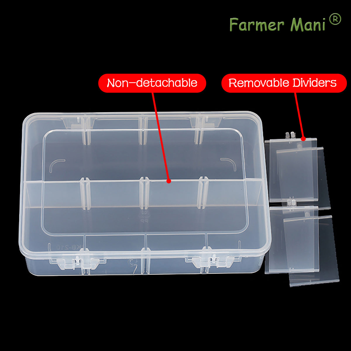 2 Pack Transparent Plastic Bead Organizers with Adjustable Dividers (8 Grids)