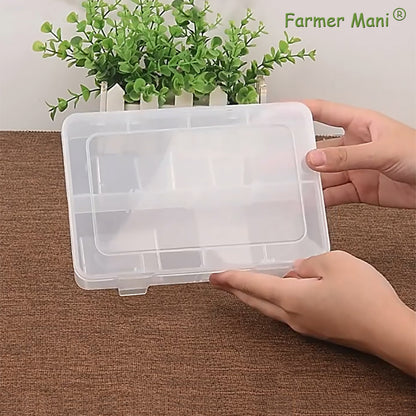2 Pack Transparent Plastic Bead Organizers with Adjustable Dividers (8 Grids)