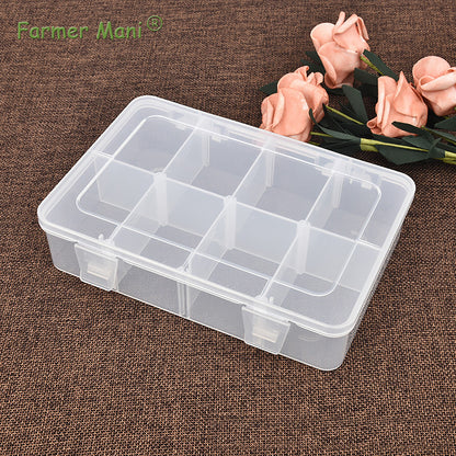 2 Pack Transparent Plastic Bead Organizers with Adjustable Dividers (8 Grids)
