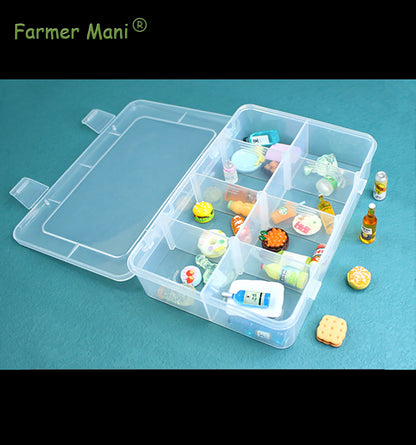 2 Pack Transparent Plastic Bead Organizers with Adjustable Dividers (8 Grids)