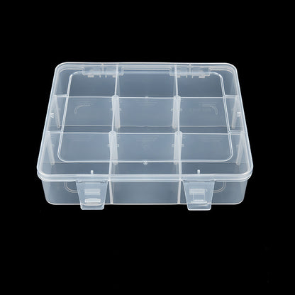 2 PCS Clear Plastic Organizer Box Container Craft Storage with Adjustable Dividers (9 Girds)