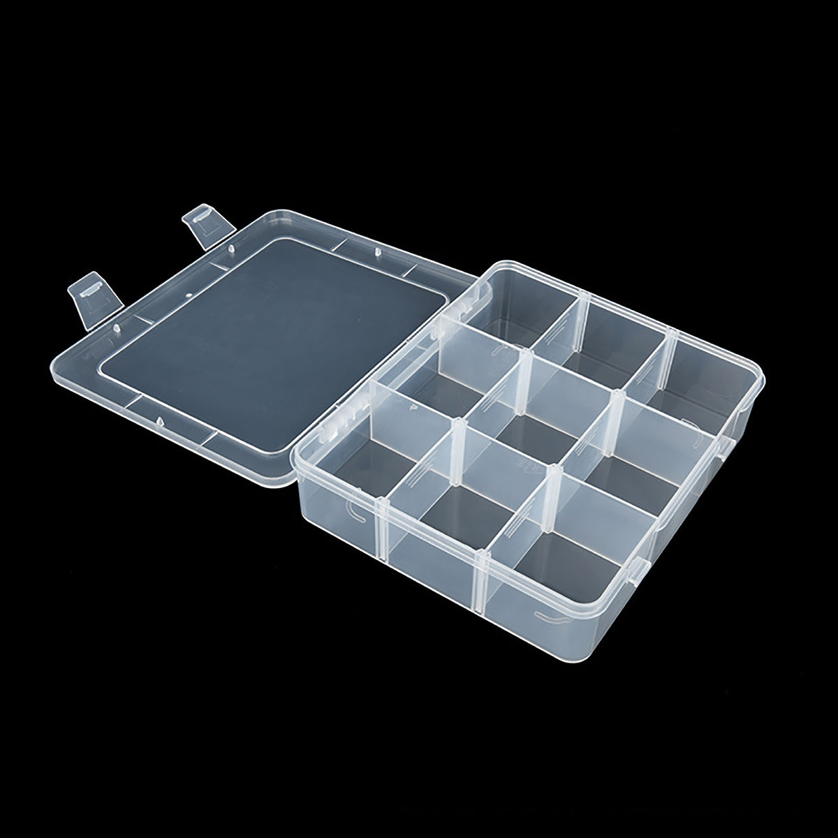 2 PCS Clear Plastic Organizer Box Container Craft Storage with Adjustable Dividers (9 Girds)