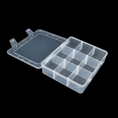 2 PCS Clear Plastic Organizer Box Container Craft Storage with Adjustable Dividers (9 Girds)