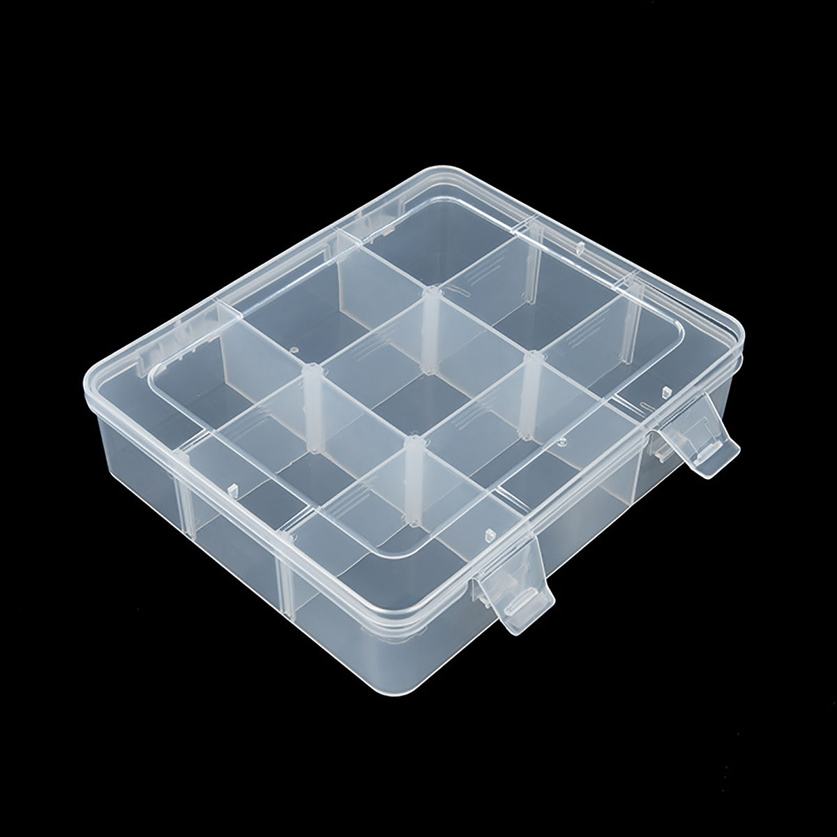 2 PCS Clear Plastic Organizer Box Container Craft Storage with Adjustable Dividers (9 Girds)