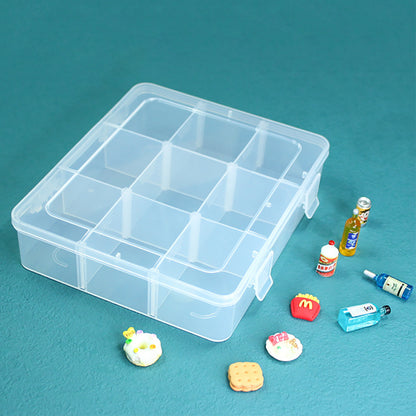 2 PCS Clear Plastic Organizer Box Container Craft Storage with Adjustable Dividers (9 Girds)