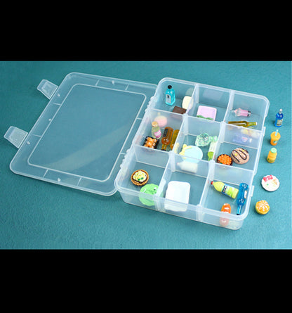 2 PCS Clear Plastic Organizer Box Container Craft Storage with Adjustable Dividers (9 Girds)
