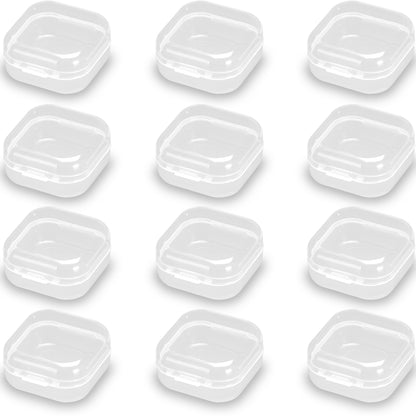 12 PCS Square Empty Mini Clear Plastic Storage Containers (1.38 x 1.38 x 0.71 Inch)