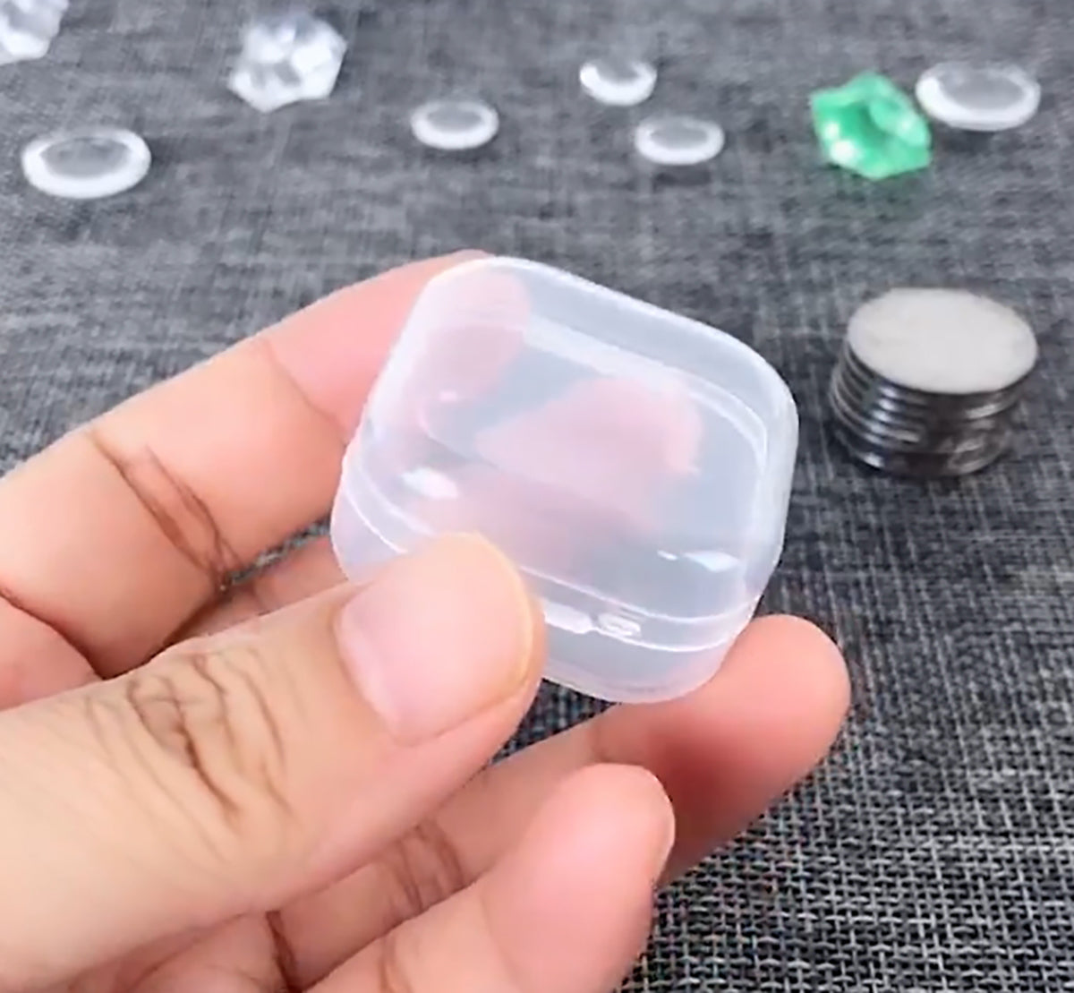 12 PCS Square Empty Mini Clear Plastic Storage Containers (1.38 x 1.38 x 0.71 Inch)
