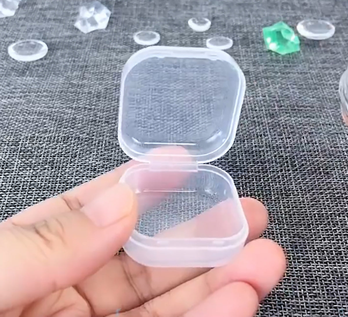 12 PCS Square Empty Mini Clear Plastic Storage Containers (1.38 x 1.38 x 0.71 Inch)