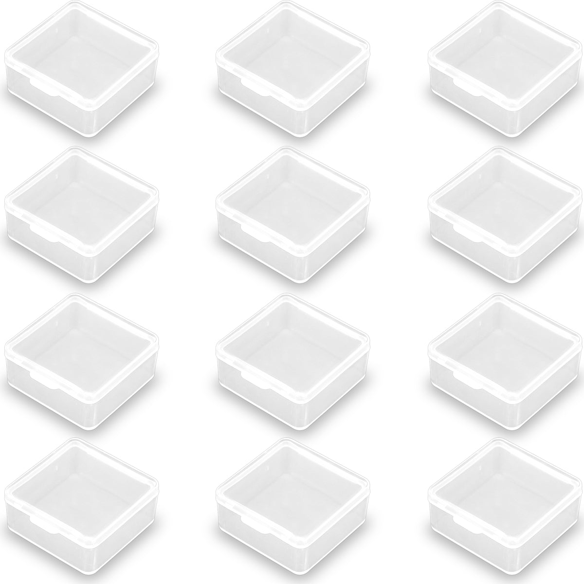 12 Pack Plastic Storage Cases with Lid, 1.5 x 1.5 x 0.71 Inch