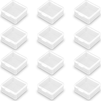 12 Pack Plastic Storage Cases with Lid, 1.5 x 1.5 x 0.71 Inch