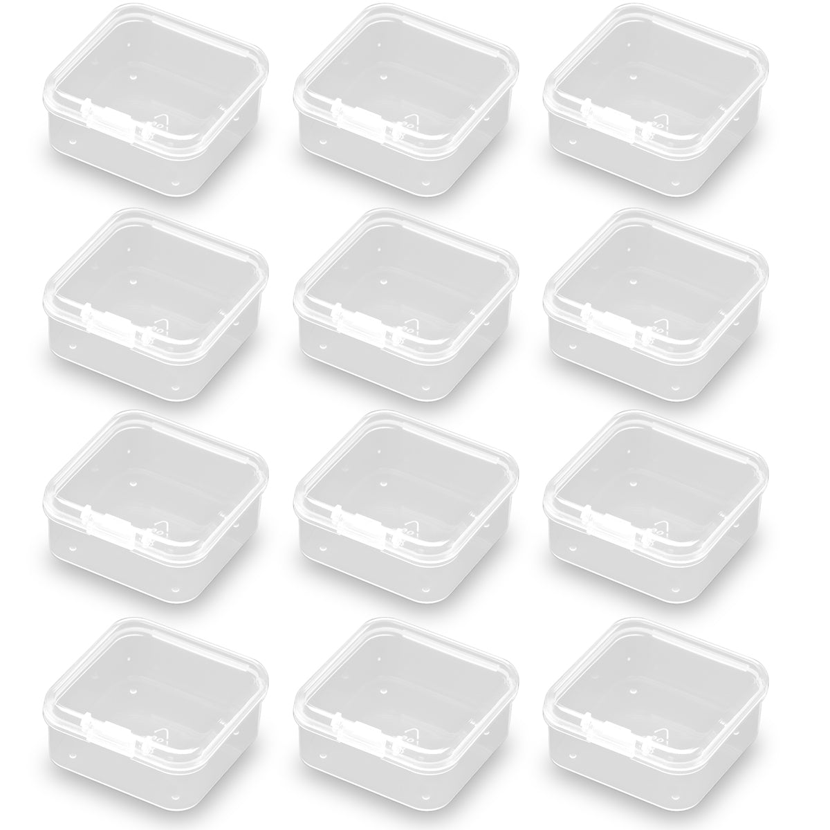 24 Pack Clear Square Plastic Beads Storage Containers Box