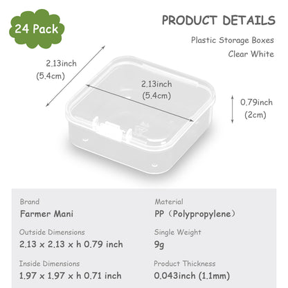 24 PCS Square Empty Mini Clear Plastic Storage Containers