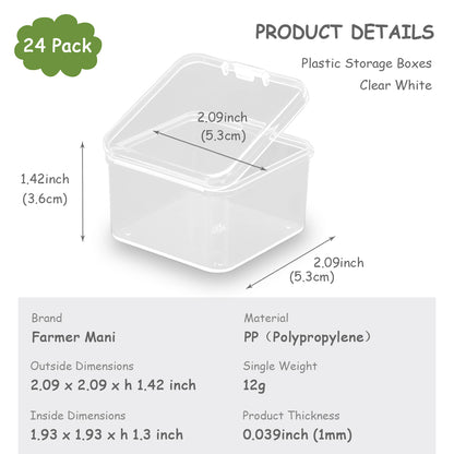 24 Pcs Square Bead Organizers (2.09 x 2.09 x1.42 inch)