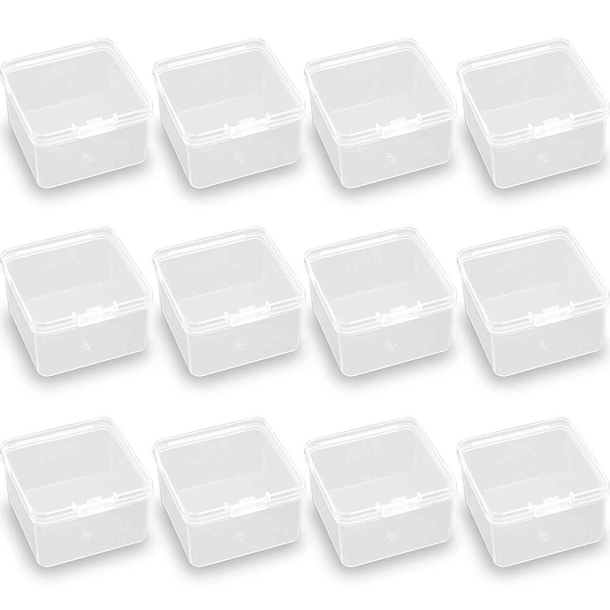 24 Pack Square Plastic Storage Cases with Lid