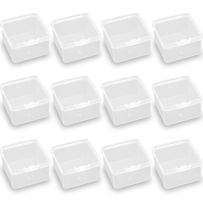24 Pack Square Plastic Storage Cases with Lid