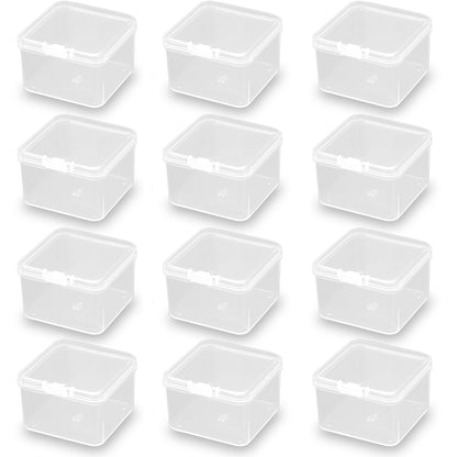 24 Pieces Square Clear Plastic Storage Containers (2.48 x 2.48 x 1.58 inch)