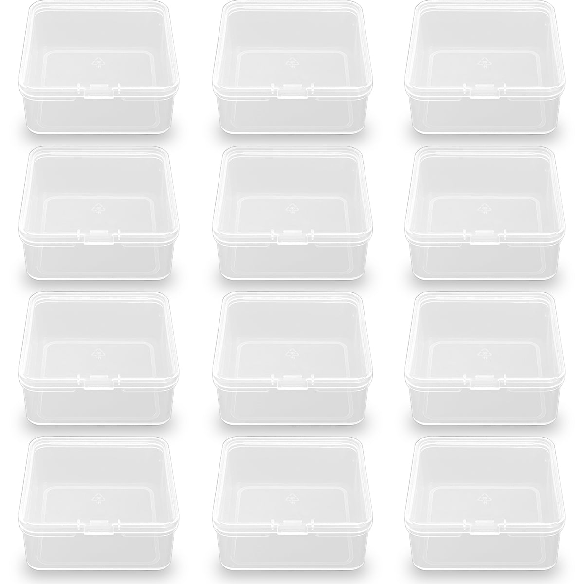 12 Pack Clear Square Plastic Beads Storage Containers Box (2.67 x 2.67 x 1.18 Inch)