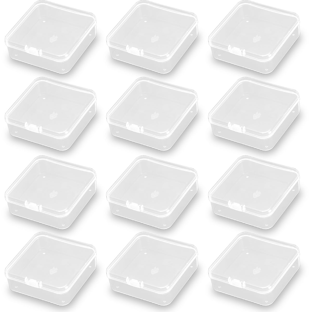 12 PCS Square Empty Mini Clear Plastic Storage Containers (2.91 x 2.91 x 0.98 Inch)