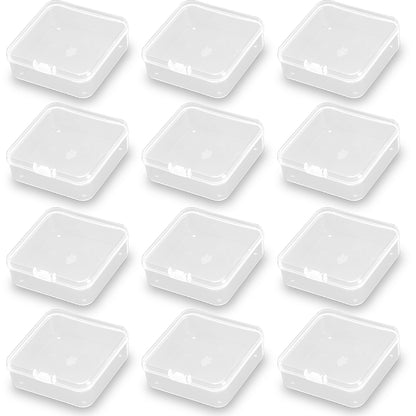 12 PCS Square Empty Mini Clear Plastic Storage Containers (2.91 x 2.91 x 0.98 Inch)