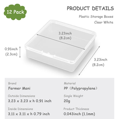 12 Pcs Square Bead Organizers (3.23 x 3.23 x 0.91 inch)