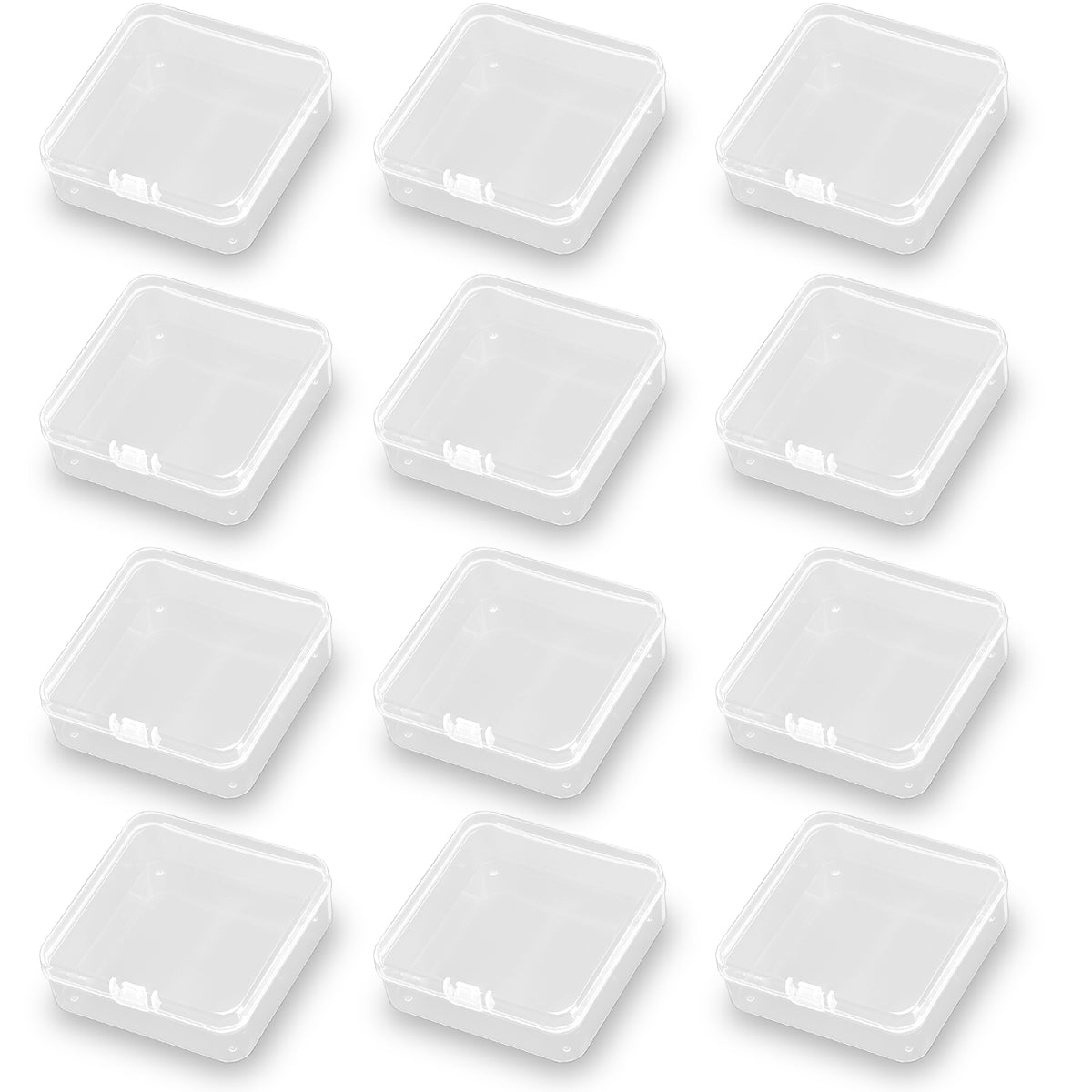 12Pack Plastic Storage Cases with Lid, 3.31 x 3.31 x 1.1 Inchs