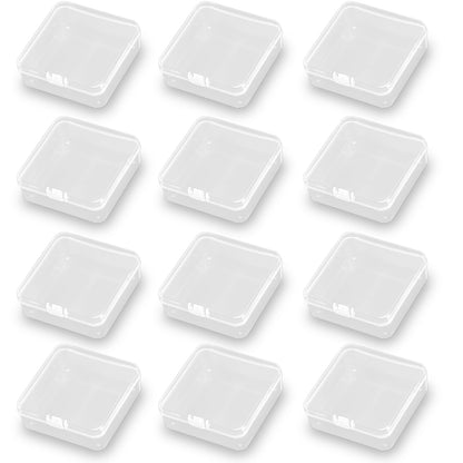 12Pack Plastic Storage Cases with Lid, 3.31 x 3.31 x 1.1 Inchs