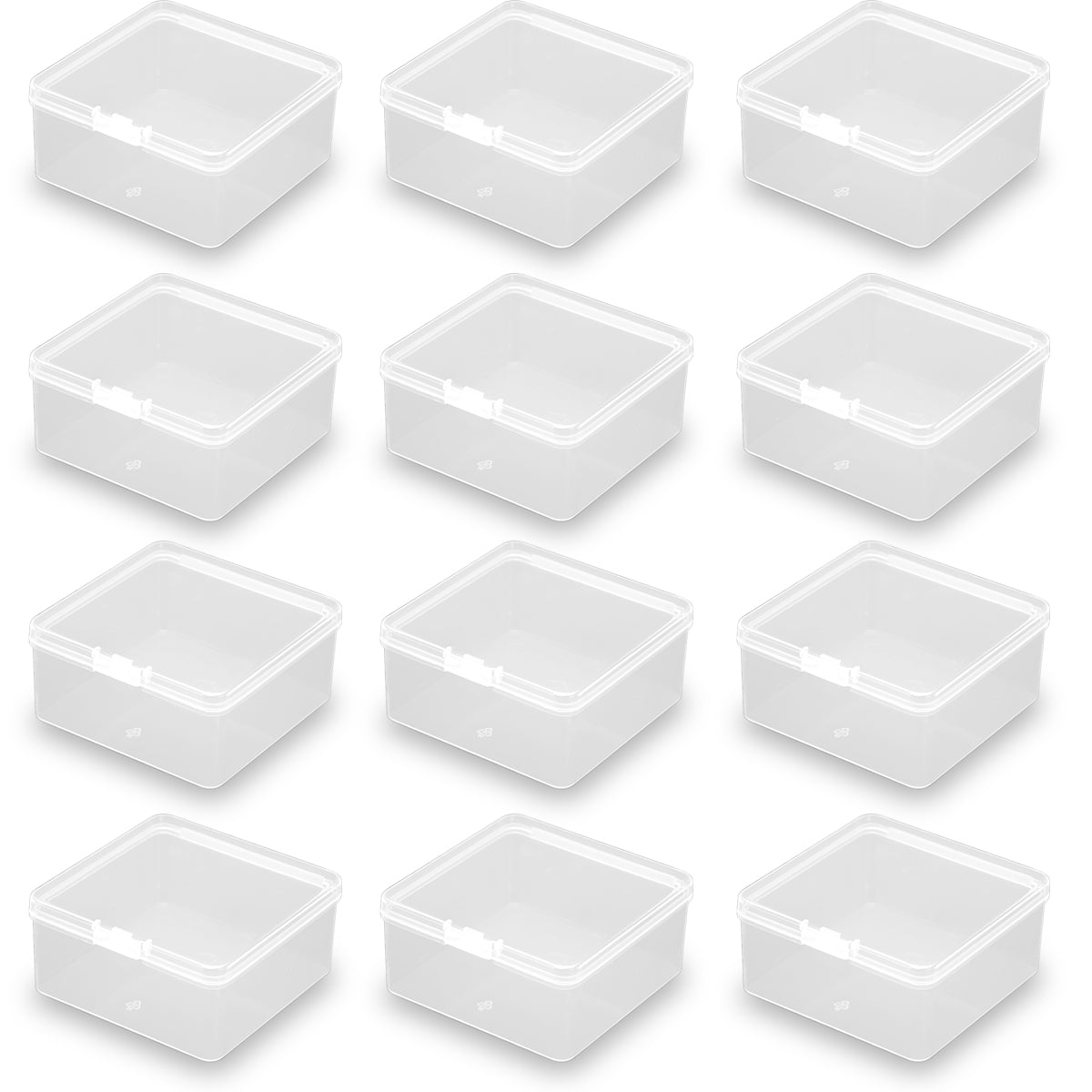 Square Clear Craft Supply Case (3.23 x 3.23 x 1.58 Inch)-12 Pack
