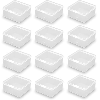 Square Clear Craft Supply Case (3.23 x 3.23 x 1.58 Inch)-12 Pack