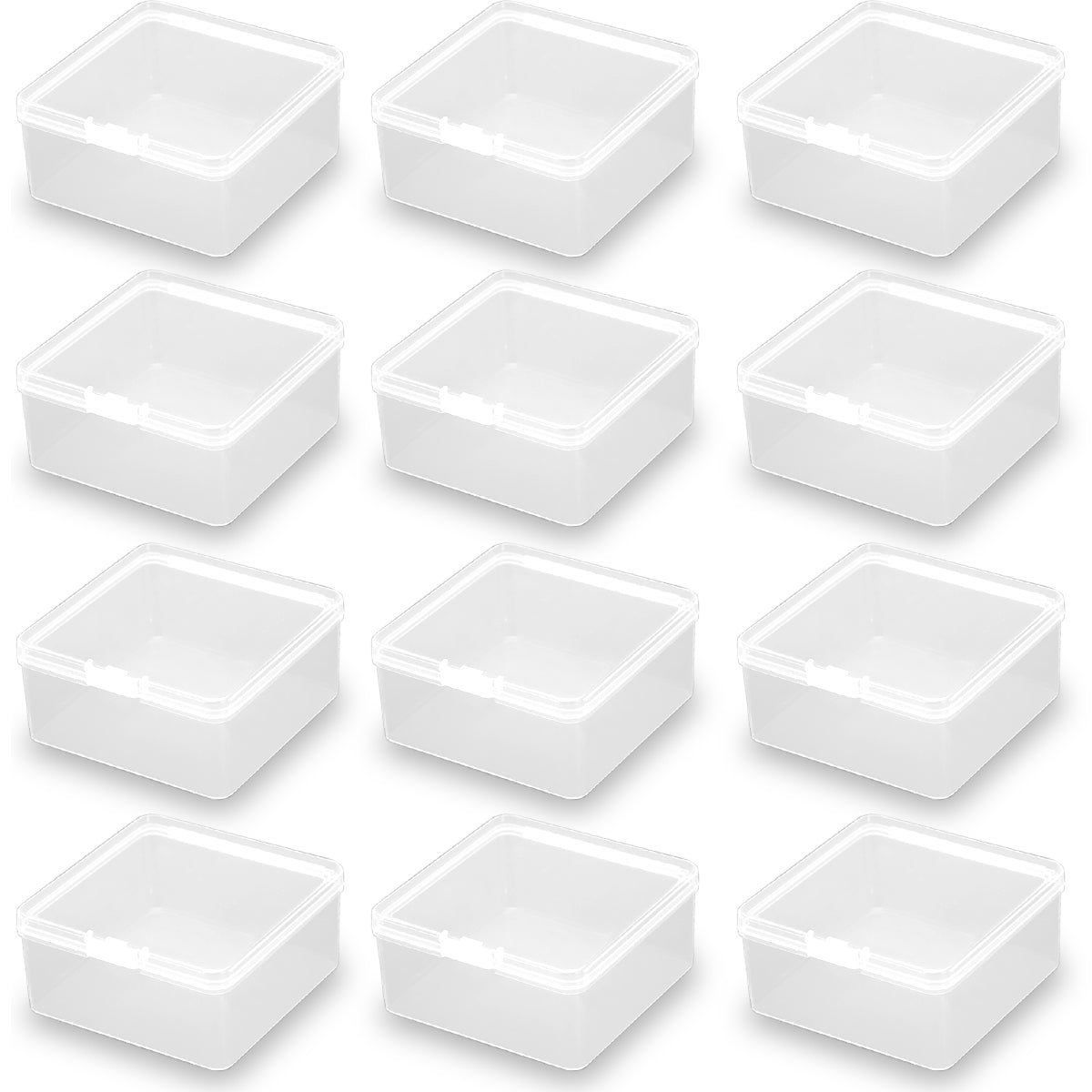 12 Pieces Square Empty Mini Clear Plastic Storage Containers
