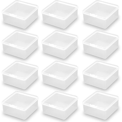12 Pieces Square Empty Mini Clear Plastic Storage Containers