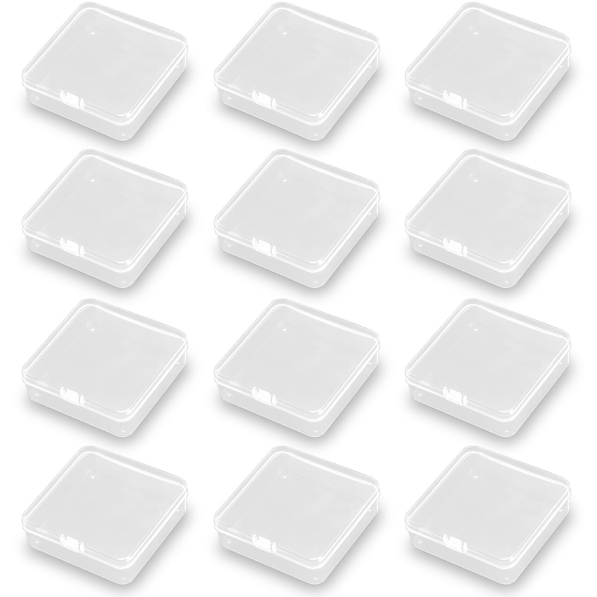 12Pcs Square Bead Organizers with Lid (3.7 x 3.7 x 1.18 inch)