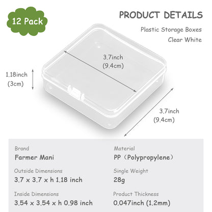 12Pcs Square Bead Organizers with Lid (3.7 x 3.7 x 1.18 inch)